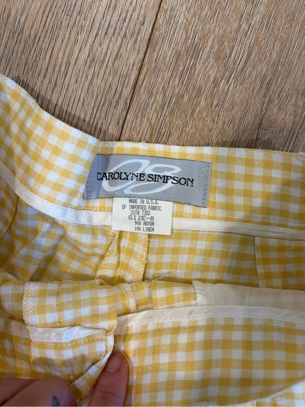 Carolyne Simpson Vintage Yellow Gingham Bermuda Shorts Size 8 NWT USA Made